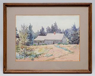 Charles Henry Richert (1880-1974) Maine Cabin Watercolor c1920s