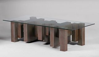 Paul Evans Style Steel & Glass Coffee Table c1960s