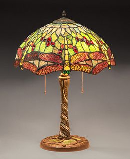 Contemporary Reproduction Tiffany Dgaronfly Lamp c2000