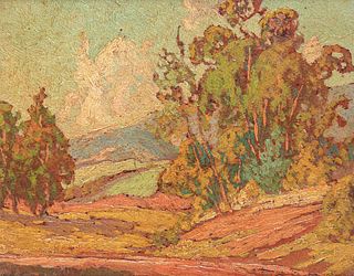 California Impressionist Eucalyptus Landscape Painting c1910