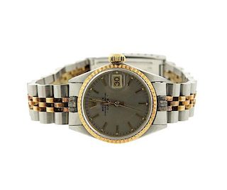 Rolex Oyster Date 14k Gold Steel Lady&#39;s Watch 6517