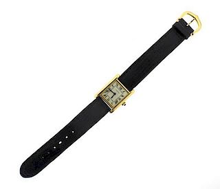 Cartier Gold Leather Strap Watch