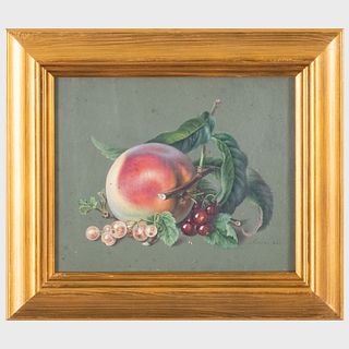 French School: Still Life with a Peach, Cherries and Gooseberries