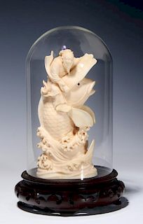 A 19TH C. JAPANESE IVORY CARVING WITH PROVENANCE