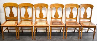 ANTIQUE OAK & CANE DINING CHAIRS
