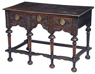 William and Mary Style Oak Console Table