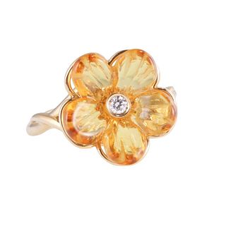 Ferragamo 18k Gold Citrine Diamond Flower Earrings