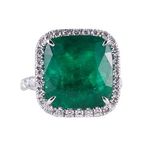 GIA 8.50ct Colombian Emerald Platinum Diamond Ring