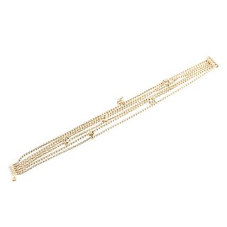 David Yurman 18k Gold Diamond 6 Row Box Chain Bracelet