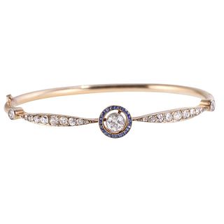 Antique 18k Gold Diamond Sapphire Bracelet