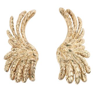 Cartier Vintage 18k Gold Wing Motif Earrings