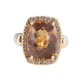 14k Gold Citrine Diamond Ring