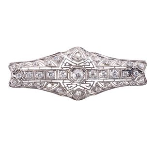 Art Deco 14k Gold Diamond Brooch Pin