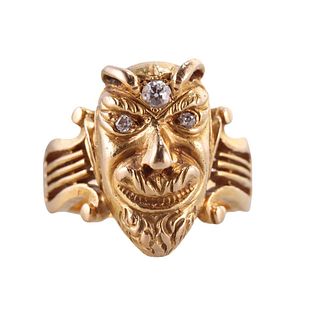 18k Gold Diamond Devil Ring