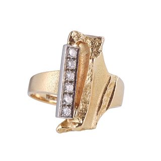 Bjorn Weckstrom Modernist 1970s 18k Gold Diamond Ring