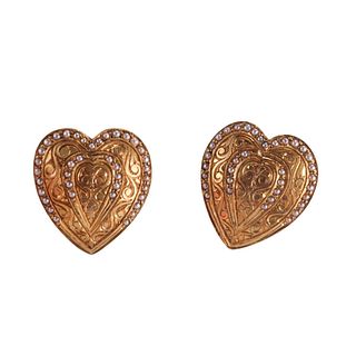 Antique Victorian 14k Gold Seed Pearl Heart Earrings