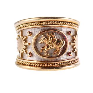 Elizabeth Gage Gemini Zodiac 18k Gold Tapered Templar Band Ring
