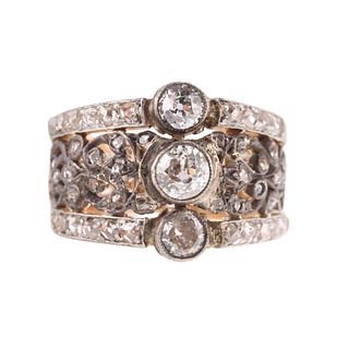 18k Gold Silver Diamond Ring