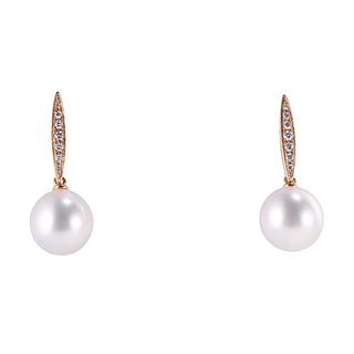 Gellner 18k Gold Diamond Pearl Drop Earrings