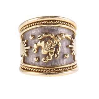 Elizabeth Gage 18k Gold Scorpio Zodiac Sign Tapered Templar Ring