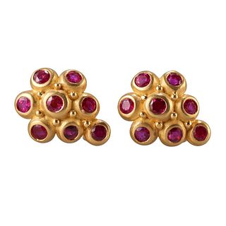 Denise Roberge 22k Gold Ruby Earrings