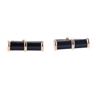 Tiffany & Co 14k Gold Onyx Bar Cufflinks