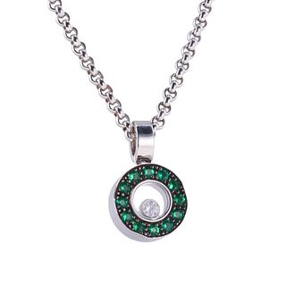 Chopard Happy Diamonds Emerald Diamond Gold Pendant Necklace