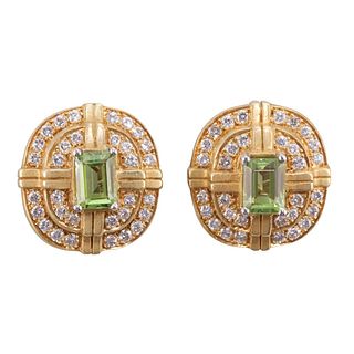 Kieselstein Cord 18k Gold Diamond Peridot Earrings