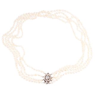 GIA Baroque Natural Saltwater Pearl Diamond Antique Necklace