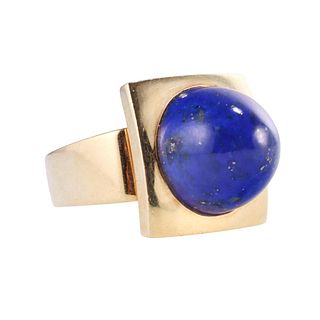 1970s Modernist German 18k Gold Lapis Lazuli Ring