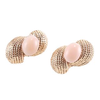 1960s 14k Gold Coral Earrings