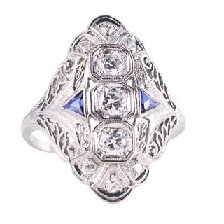 Art Deco Filigree 14k Gold Diamond Ring