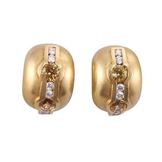 Kieselstein Cord 18k Gold Diamond Yellow Sapphire Earrings