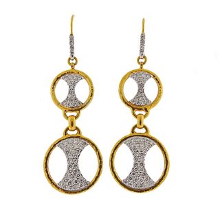 Gurhan Tuxedo Gold Diamond Double Drop Earrings
