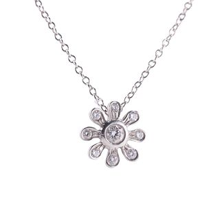 Tiffany & Co Platinum Diamond Daisy Flower Pendant Necklace
