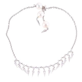 Assael 18k Gold South Sea Pearl Diamond Fringe Necklace