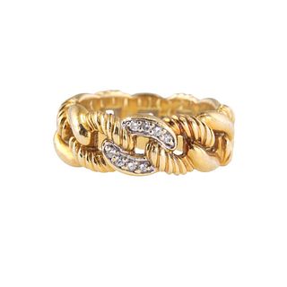 David Yurman 18k Gold Diamond Chain Band Ring