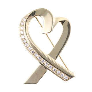 Tiffany & Co Paloma Picasso Loving Heart 18k Gold Diamond Brooch Pin