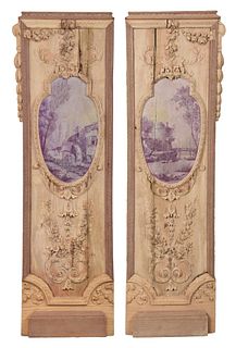 Pair of Carved and Painted Decorative Architectural Panels