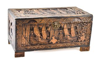 CHINESE CARVED CAMPHOR WOOD HOPE CHEST