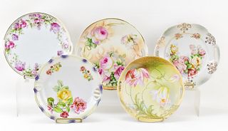 HAND PAINTED FLORAL  PLATTERS WITH HANDLES