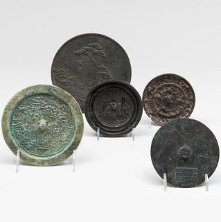 Group of Five Chinese Bronze Mirrors