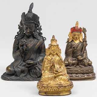 Group of Three Bronze Padmasambhava
