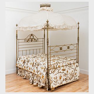 English Victorian Brass Canopy Bed
