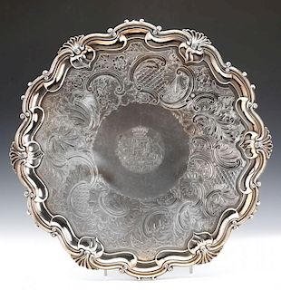 A NICE CIRCA 1800 OLD SHEFFIELD PLATE LARGE SALVER