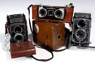 VINTAGE KODAK STEREO AND ROLLEICORD CAMERAS