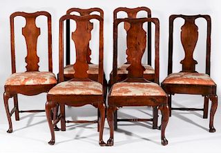 SET OF SIX QUEEN ANNE CHAIRS