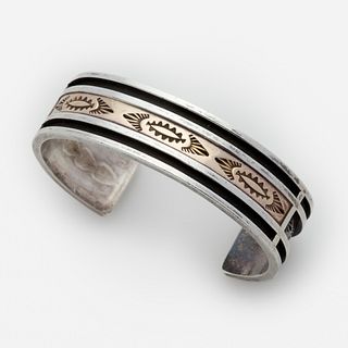  Stamped Navajo Cuff with 14k accents