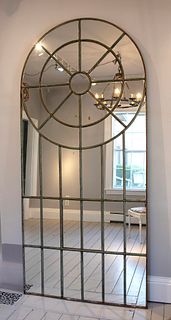Tall 19th C English Cast Iron Window Frame Mirror by Crittall