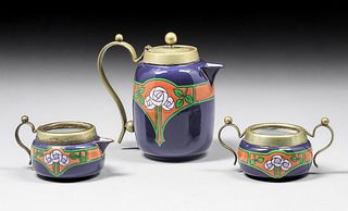 Secessionist Enameled Tea Set c1905